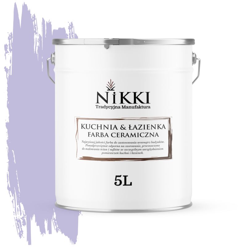 Farba Ceramiczna do Kuchni i Łazienki Zmywalna NIKKI Fioletowy jasny H2651 Głęboki Mat 5L