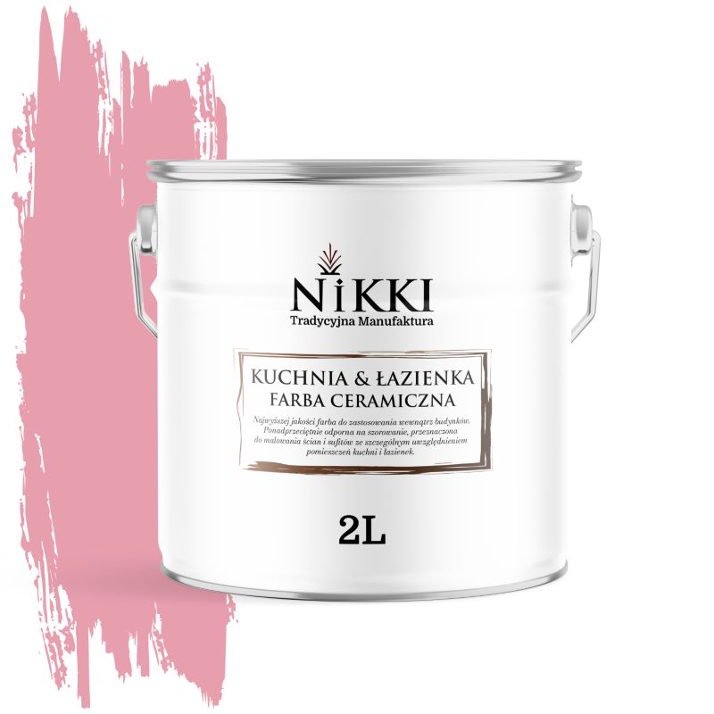 Farba Ceramiczna do Kuchni i Łazienki Zmywalna NIKKI Różowy H3445 Głęboki Mat 2L