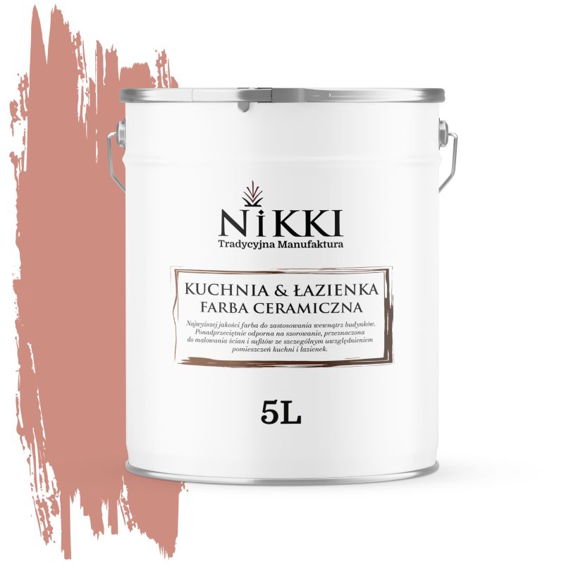 Farba Ceramiczna do Kuchni i Łazienki Zmywalna NIKKI Łososiowy H5533 Głęboki Mat 5L