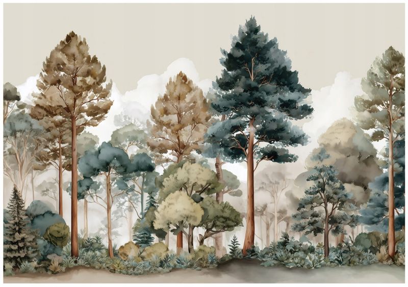 Fototapeta WALLARENA Dla Dzieci Na Flizelinie Las Natura Drzewa Zielony 350x250 cm 16362VX7 1 szt.