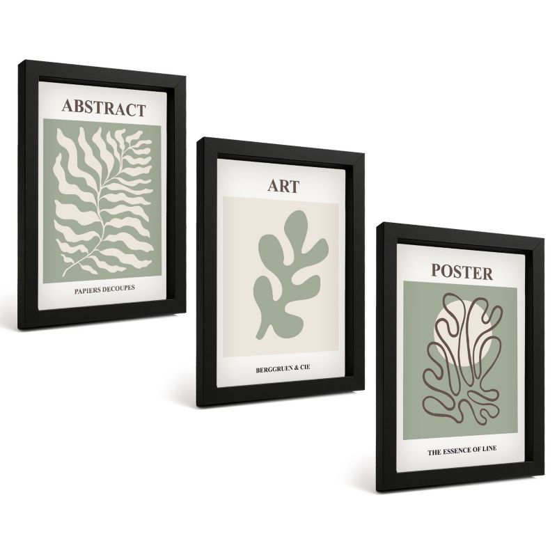 Zestaw Obrazów 3 Częściowy ArtPrintCave Czarne Ramki 20x30 cm Dekoracja do Sypialni Wzory roślinne postery Matisse 1 kpl.