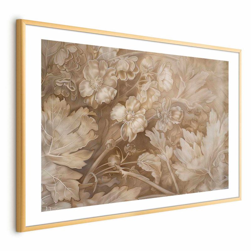 Plakat Artgeist Ornamenty roślinno-kwiatowe 90x60 cm z ramą złotą 1 szt