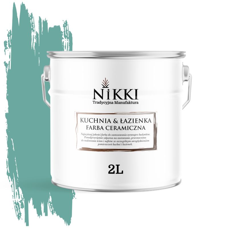 Farba Ceramiczna do Kuchni i Łazienki Zmywalna NIKKI Miętowy ciemny H1533 Głęboki Mat 2L