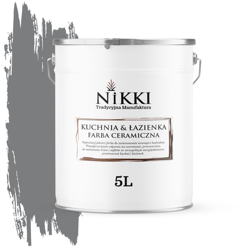 Farba Ceramiczna do Kuchni i Łazienki Zmywalna NIKKI Szary ciemny H1020 Głęboki Mat 5L