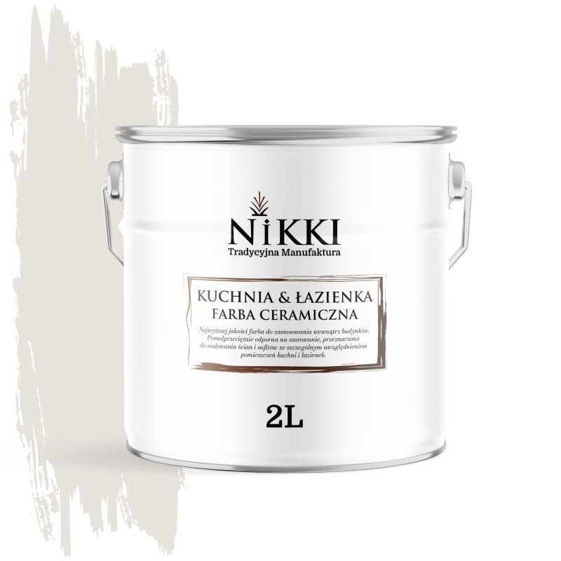 Farba Ceramiczna do Kuchni i Łazienki Zmywalna NIKKI Biel złamana w szary H1276 Głęboki Mat 2L