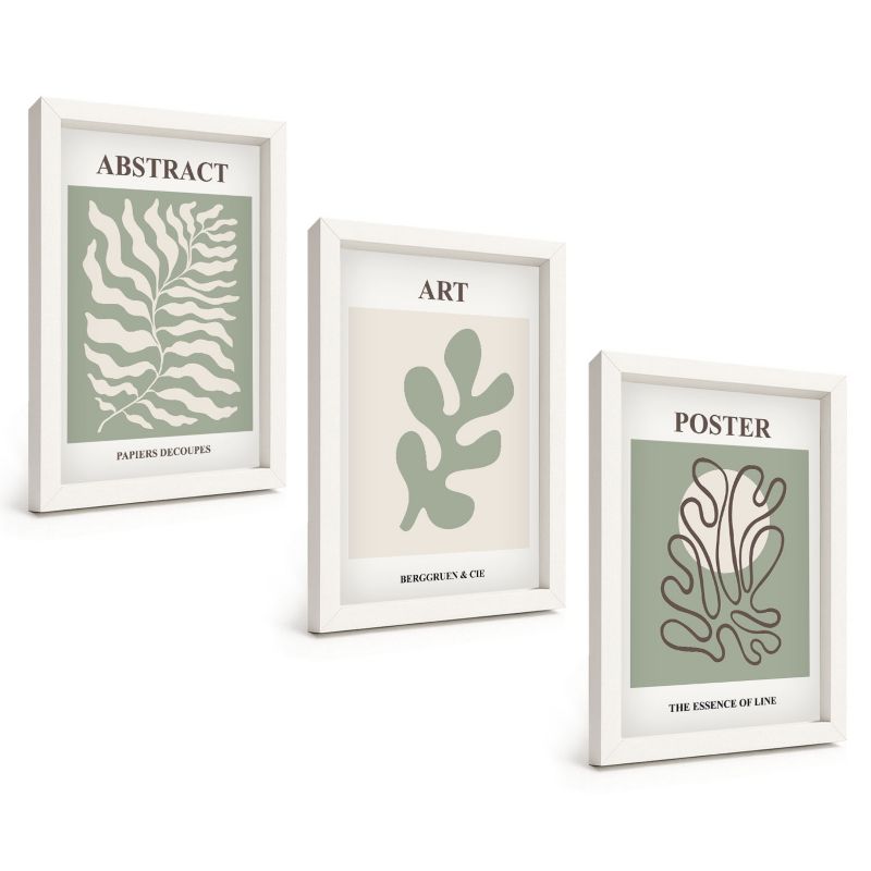 Zestaw Obrazów 3 Częściowy ArtPrintCave Białe Ramki 20x30 cm Dekoracja do Sypialni Wzory roślinne postery Matisse 1 kpl.