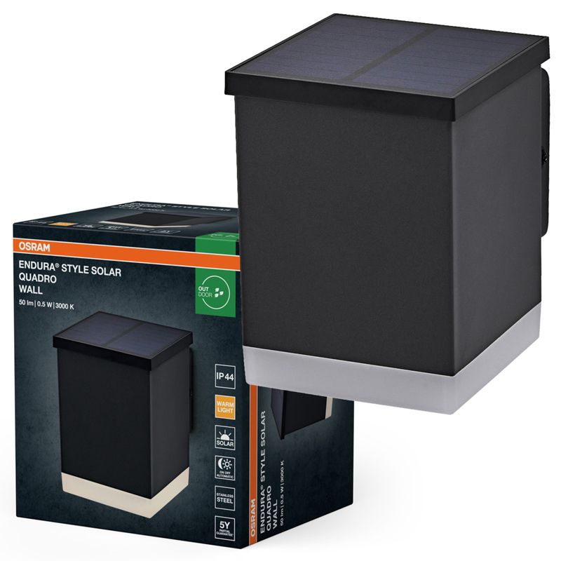 Kinkiet Solarny Endura Osram Lampa LED 0.5W 50lm 3000K Szary IP44 1 szt.