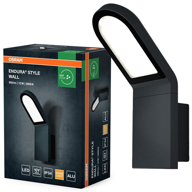 Kinkiet Ogrodowy Endura Osram Lampa Elewacyjna Zewnętrzna LED 12W 740lm 3000K Szary IP44 1 szt.