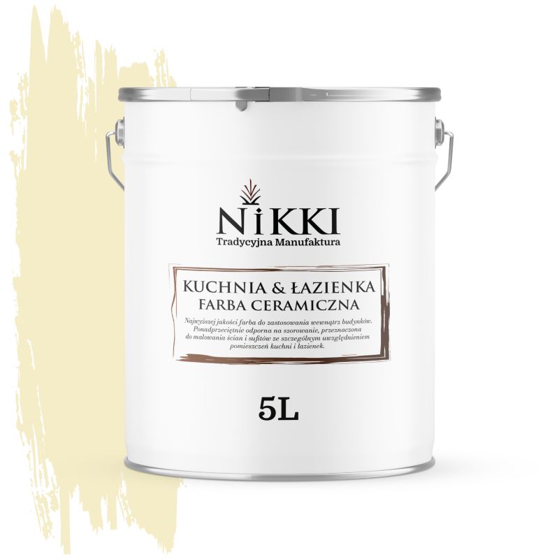 Farba Ceramiczna do Kuchni i Łazienki Zmywalna NIKKI Blady żółty H6883 Głęboki Mat 5L