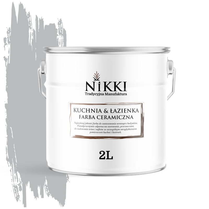 Farba Ceramiczna do Kuchni i Łazienki Zmywalna NIKKI Szary H1050 Głęboki Mat 2L