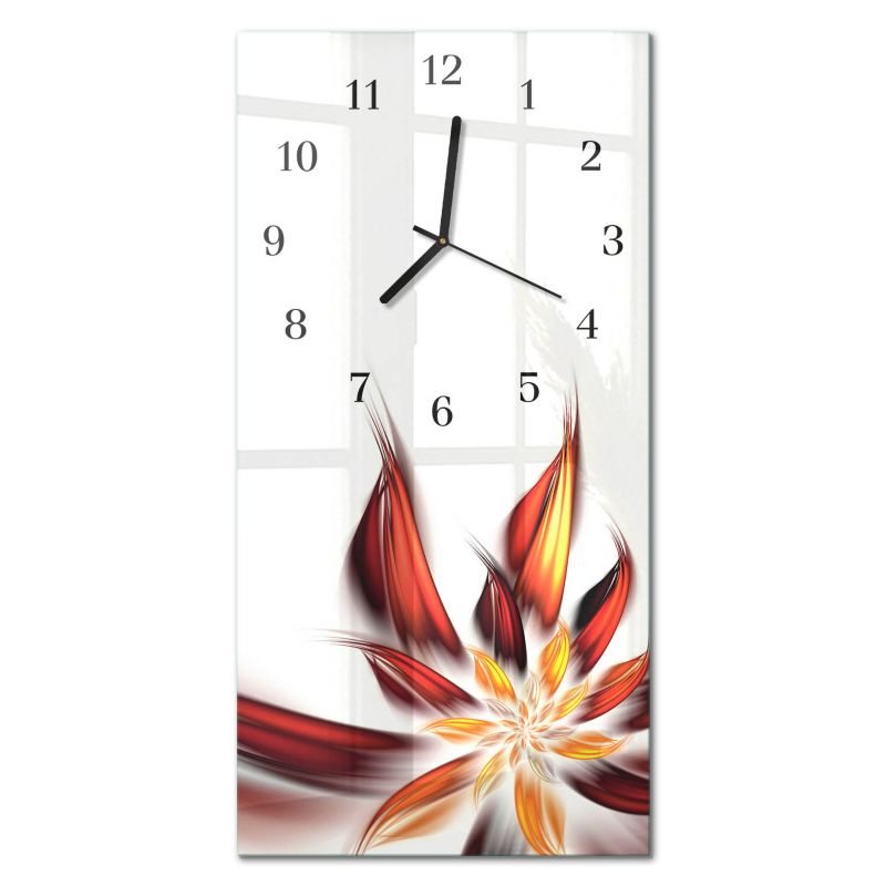 Designerski Zegar Ścienny Tulup 30x60 cm z Czarnymi Wskazówkami Kwiat 1 szt.