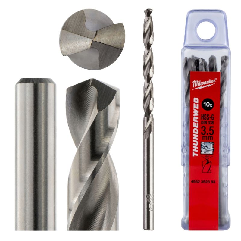 Wiertła do metalu Milwaukee HSS-G Thunderweb średnica 3,5 mm dł 70 mm 10szt