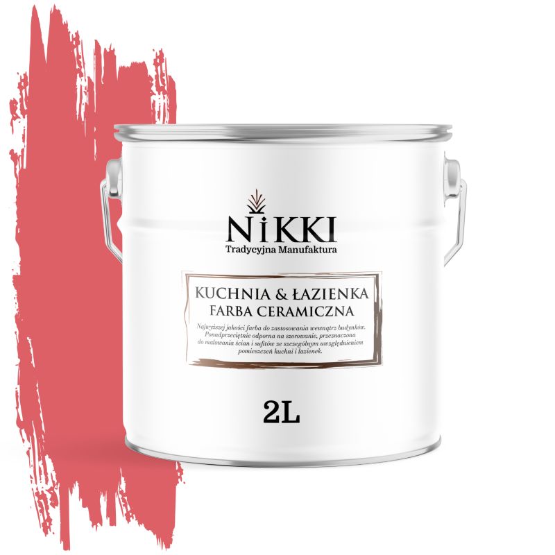Farba Ceramiczna do Kuchni i Łazienki Zmywalna NIKKI Czerwony H3525 Głęboki Mat 2L