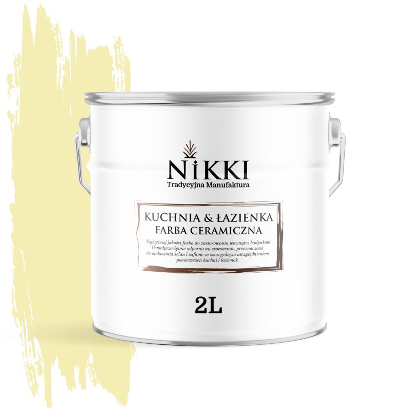 Farba Ceramiczna do Kuchni i Łazienki Zmywalna NIKKI Słomkowy H7182 Głęboki Mat 2L