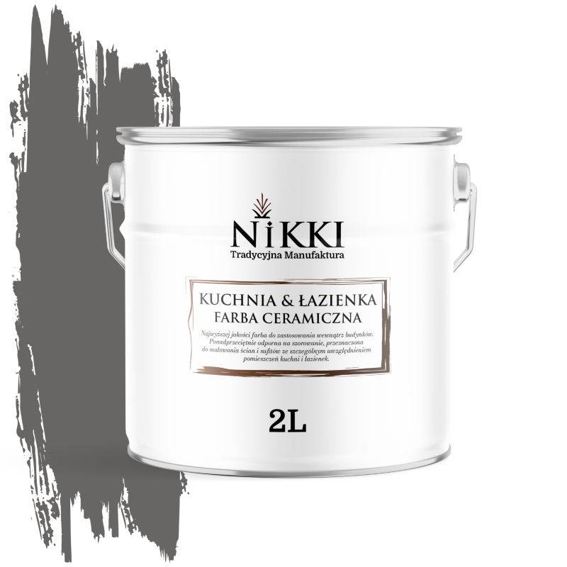 Farba Ceramiczna do Kuchni i Łazienki Zmywalna NIKKI Grafitowy H1213 Głęboki Mat 2L