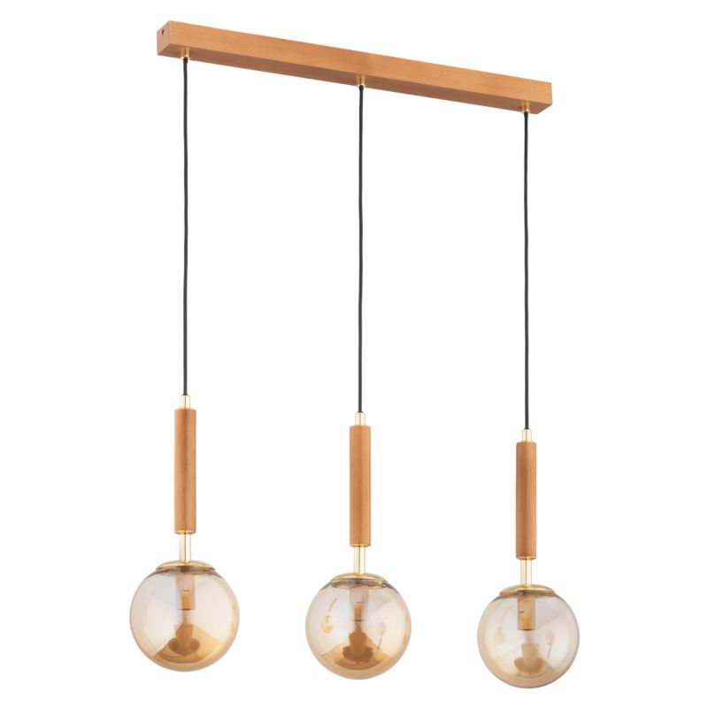 Lampa wisząca Alfa TORI jasne drewno-bursztynowy-złota 3xE14x10W wym:90x70x15cm IP20 -1 szt.