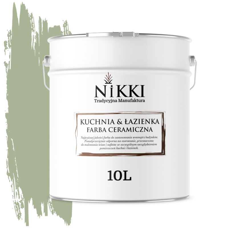 Farba Ceramiczna do Kuchni i Łazienki Zmywalna NIKKI Zielony H2143 Głęboki Mat 10L