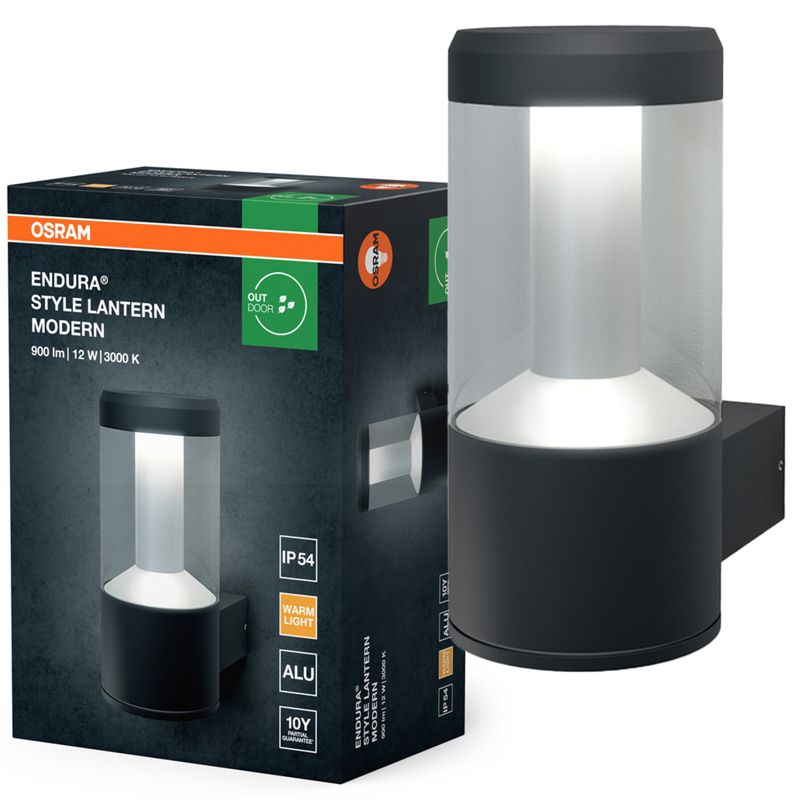 Kinkiet Ogrodowy Endura Osram Lampa Elewacyjna Zewnętrzna LED 12W 610lm 3000K Szary IP44 1 szt.