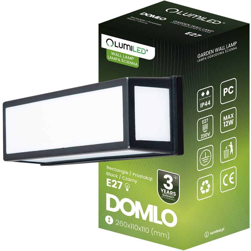 Lampa Ogrodowa Lumiled Kinkiet Elewacyjny E27 Prostokątny 1 szt.