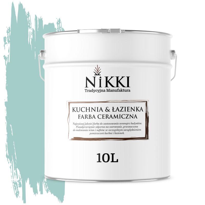 Farba Ceramiczna do Kuchni i Łazienki Zmywalna NIKKI Miętowy H1553 Głęboki Mat 10L