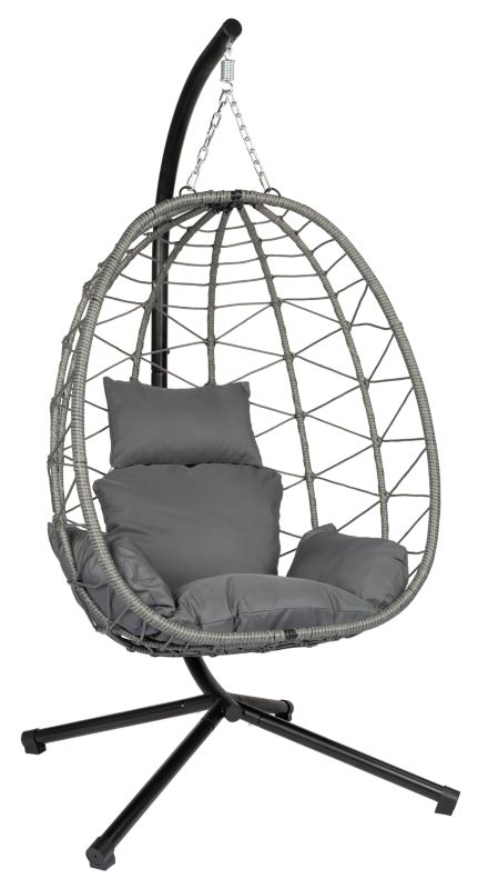 Fotel wiszący FUNFIT garden szary kokon huśtawka 150kg składana 1szt.