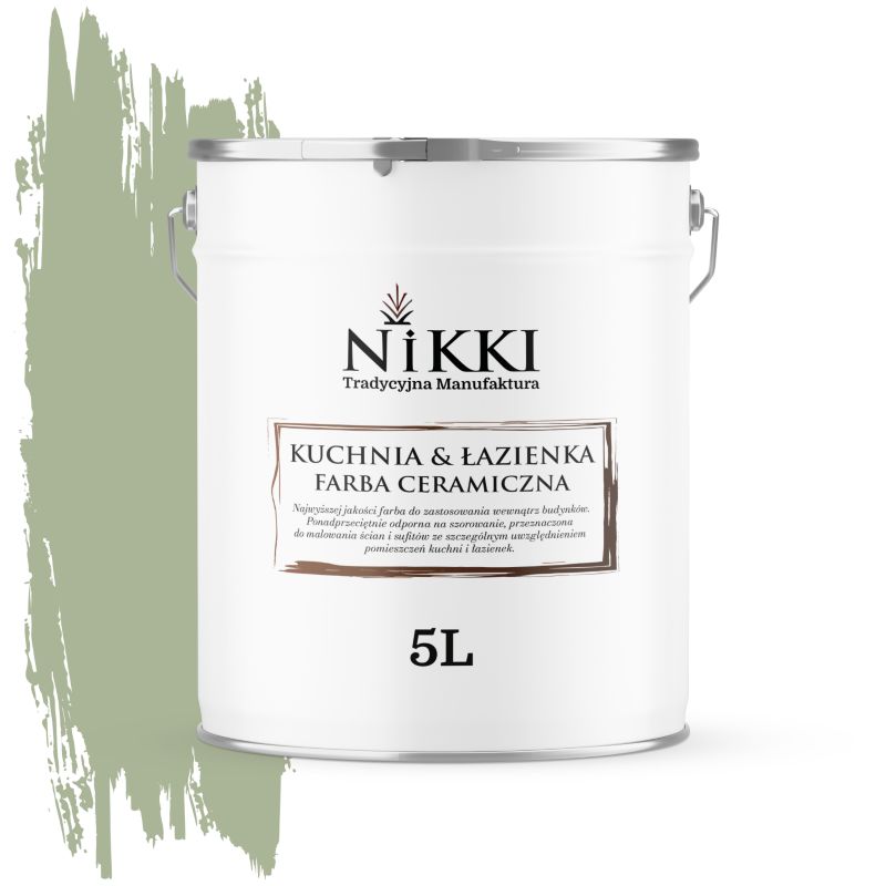 Farba Ceramiczna do Kuchni i Łazienki Zmywalna NIKKI Zielony H2143 Głęboki Mat 5L