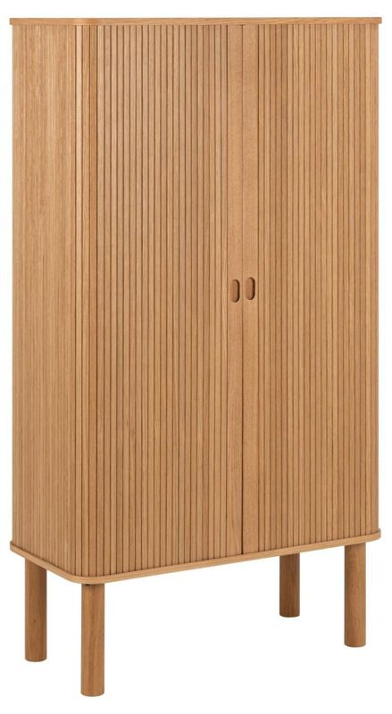 Komoda Langley ACTONA komoda wysoka dąb naturalny nowoczesna na nóżkach z półkami do salonu 80 cm 1 szt.