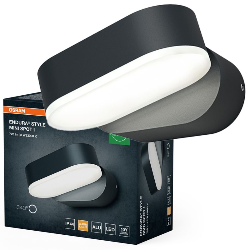 Kinkiet Ogrodowy Endura Osram Lampa Elewacyjna Zewnętrzna LED 7.5W 320lm 3000K Szary IP44 1 szt.