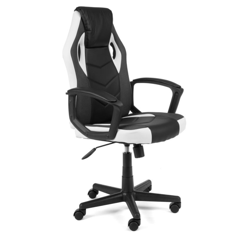 Fotel Gamingowy FG19 Czarno Biały 1 szt.