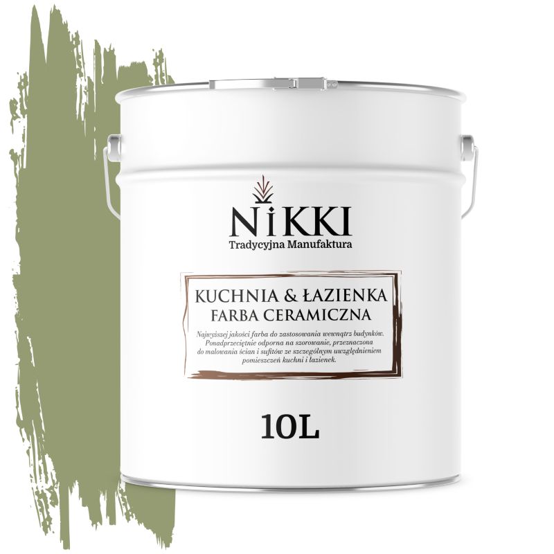 Farba Ceramiczna do Kuchni i Łazienki Zmywalna NIKKI Zgniła zieleń ciemny H2231 Głęboki Mat 10L