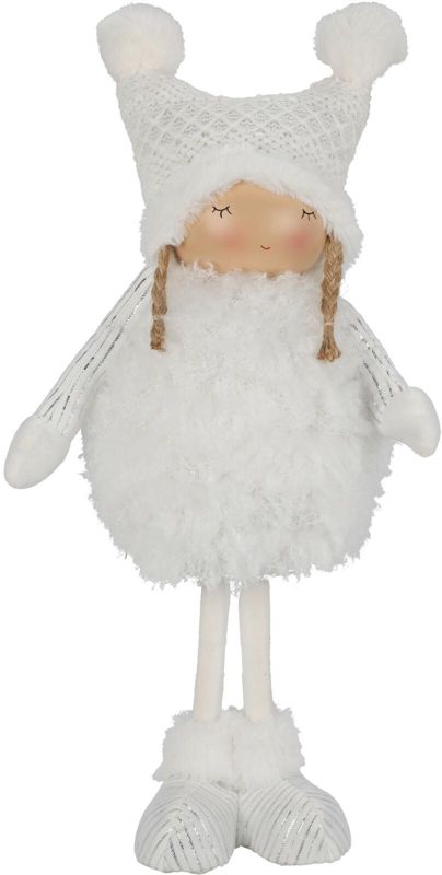 Figurka dekoracyjna Dziewczynka Śnieżynka Intesi biała glamour 42 cm do salonu i na prezent 1 szt.