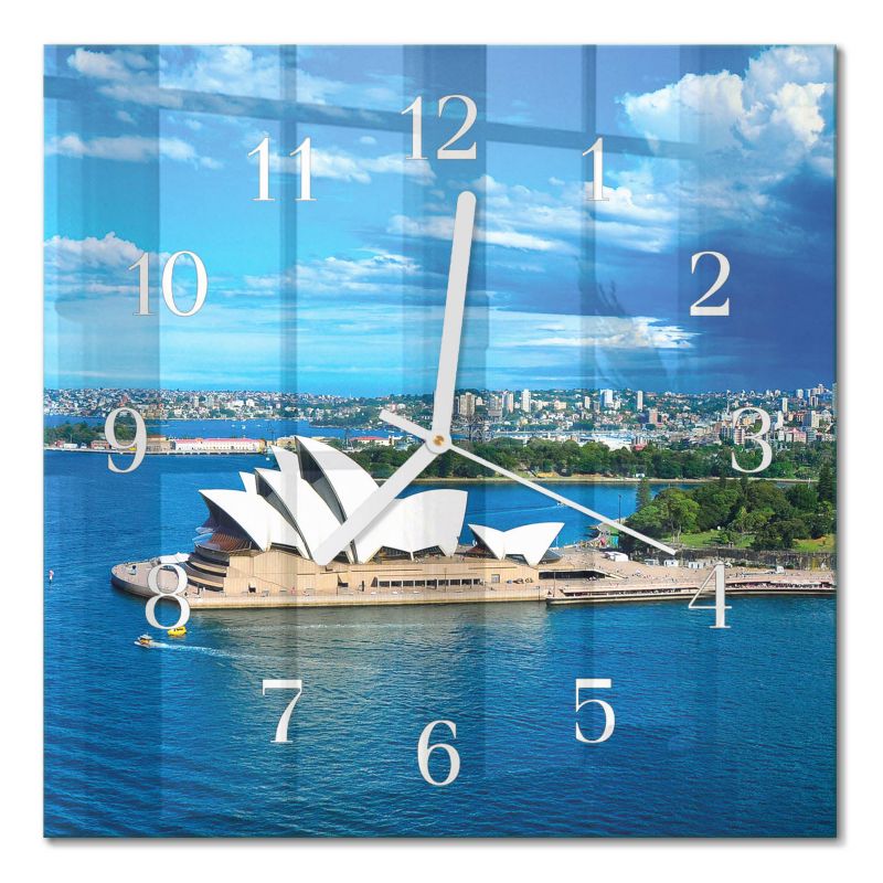 Dekoracyjny Zegar Ścienny Tulup 30x30 cm z Białymi Wskazówkami Opera w Sydney 1 szt.