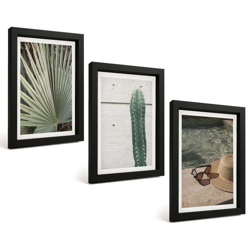 Galeria 3 Obrazów w Czarnej Ramie ArtPrintCave 20x30 cm Komplet ścienny Rośliny tropikalne akcesoria 1 kpl.