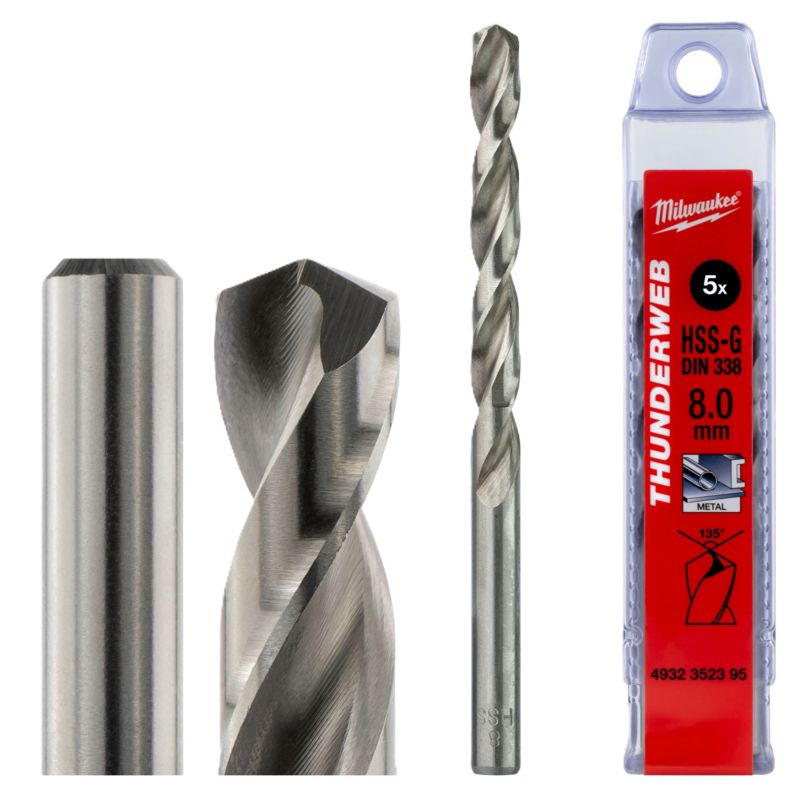 Wiertła do metalu Milwaukee HSS-G Thunderweb średnica 8 mm dł 117 mm 5szt