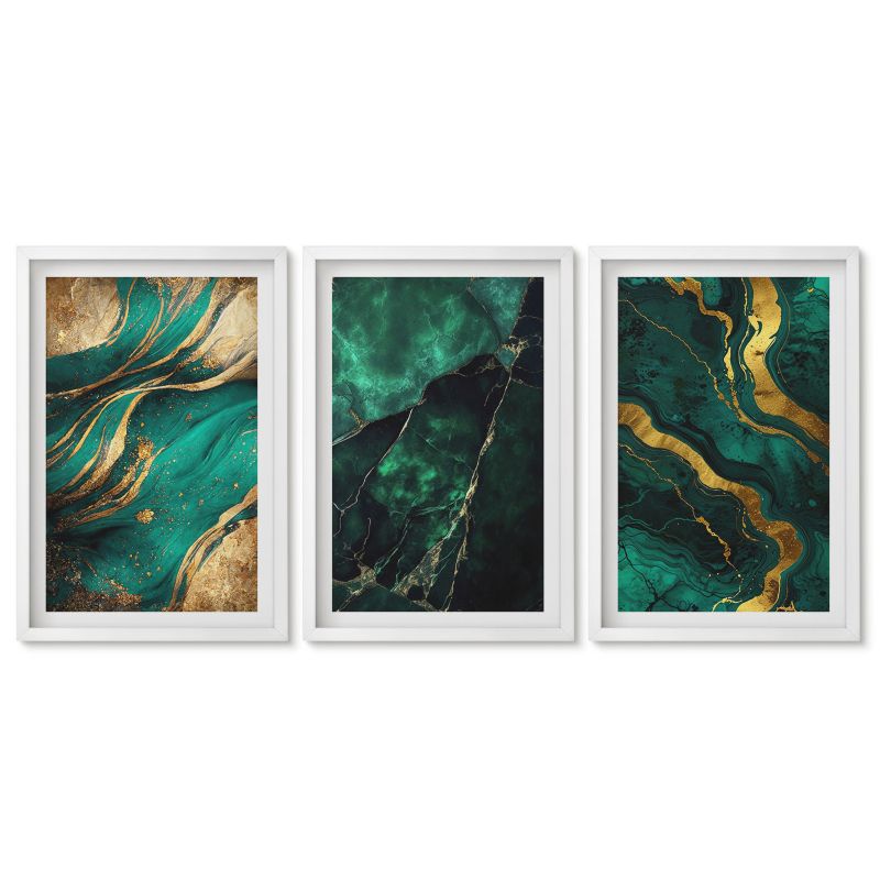 Obrazy w białej ramie Tulup 40x60 cm Eleganckie wzory kamieni Obrazy w białej ramie 1 kpl