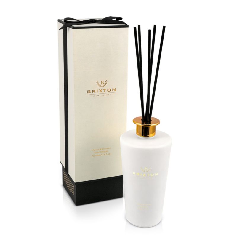 Dyfuzor zapachowy w szkle z patyczkami BRIXTON 500ml Vanilla & Coconut 1szt.