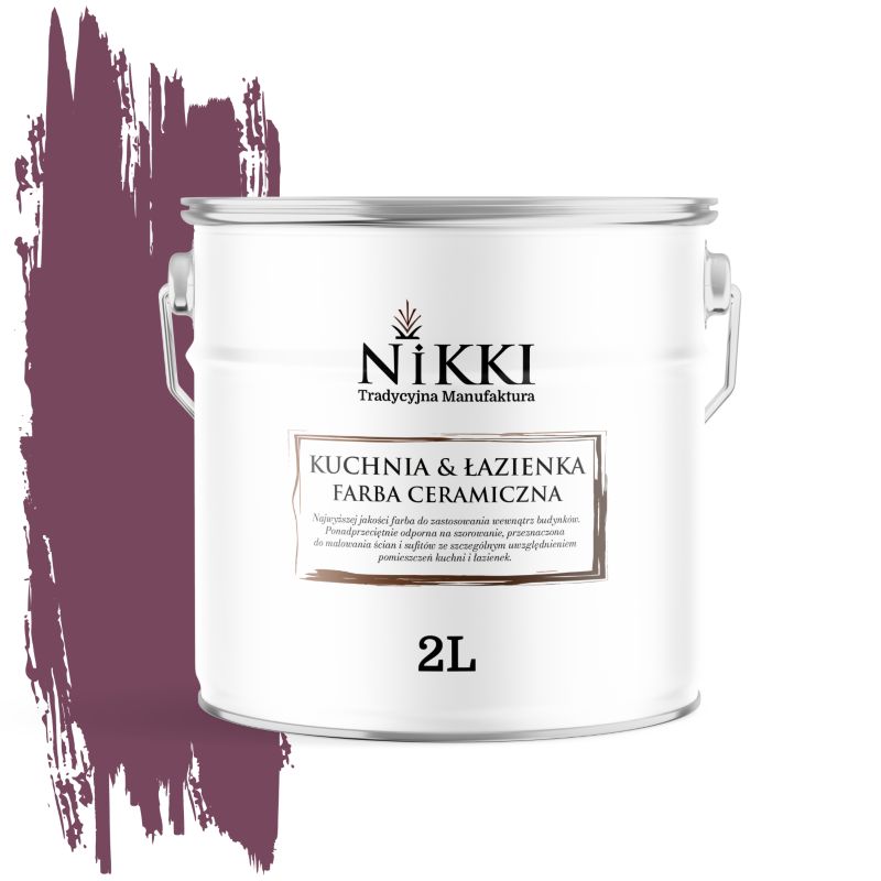 Farba Ceramiczna do Kuchni i Łazienki Zmywalna NIKKI Bordowy H2809 Głęboki Mat 2L