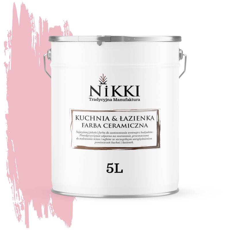 Farba Ceramiczna do Kuchni i Łazienki Zmywalna NIKKI Różowy jasny H3657 Głęboki Mat 5L