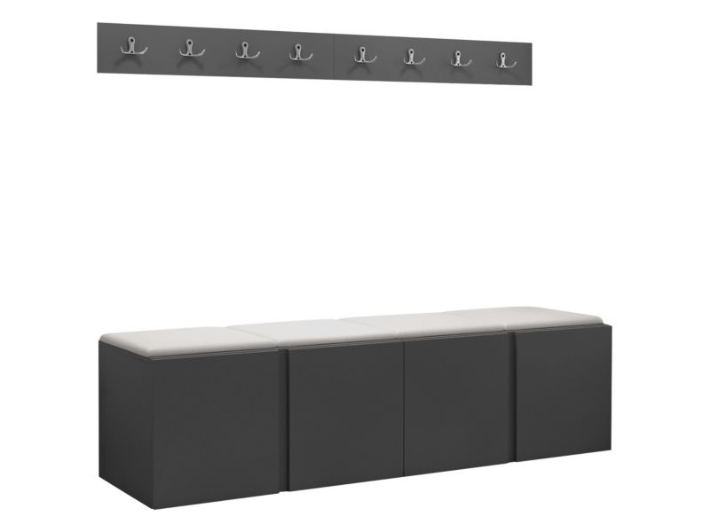 Garderoba MIRJAN 24 Orion VII grafit + biała ekoskóra 1 kpl.