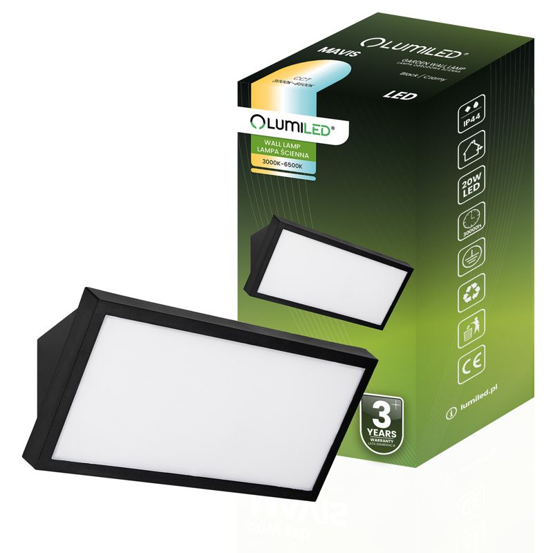Lampa Ogrodowa Lumiled Zewnętrzna Kinkiet Elewacyjny CCT 20W LED IP44 1 szt.