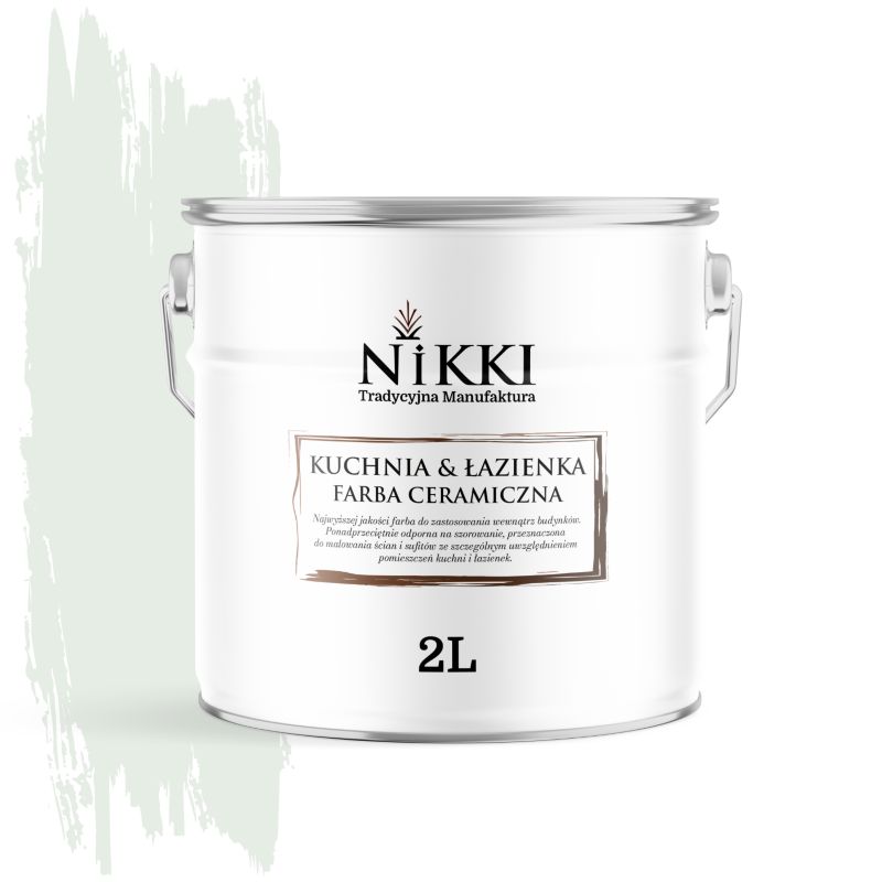 Farba Ceramiczna do Kuchni i Łazienki Zmywalna NIKKI Biel złamana w zieleń H1881 Głęboki Mat 2L