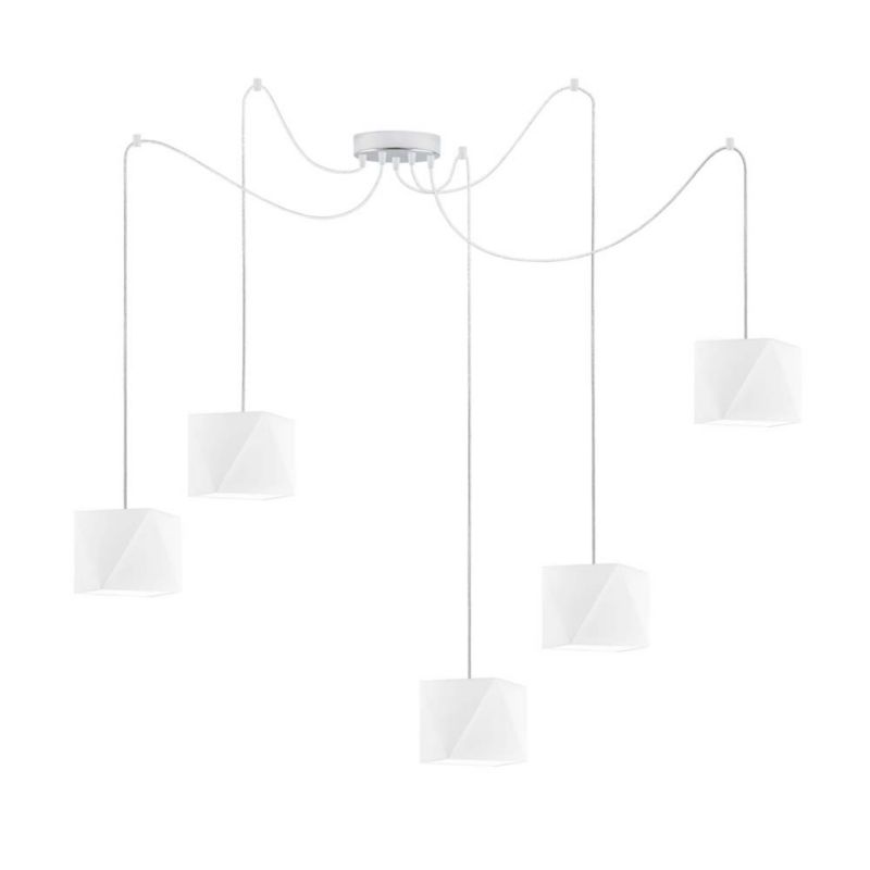 Lampa wisząca zwis Volta Light Factory żyrandol sufitowa pająk z abażurami diament Chrom/Biały POP Z5 1szt.