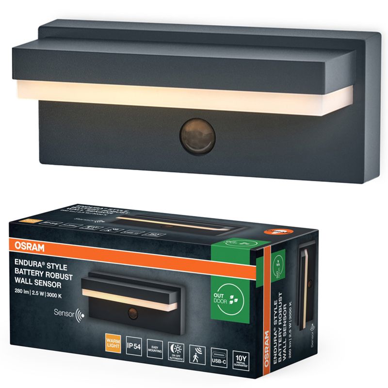 Kinkiet Ogrodowy Endura Osram Lampa LED z Czujnikiem Ruchu i Zmierzchu 2.5W 180lm 3000K IP54 1 szt.