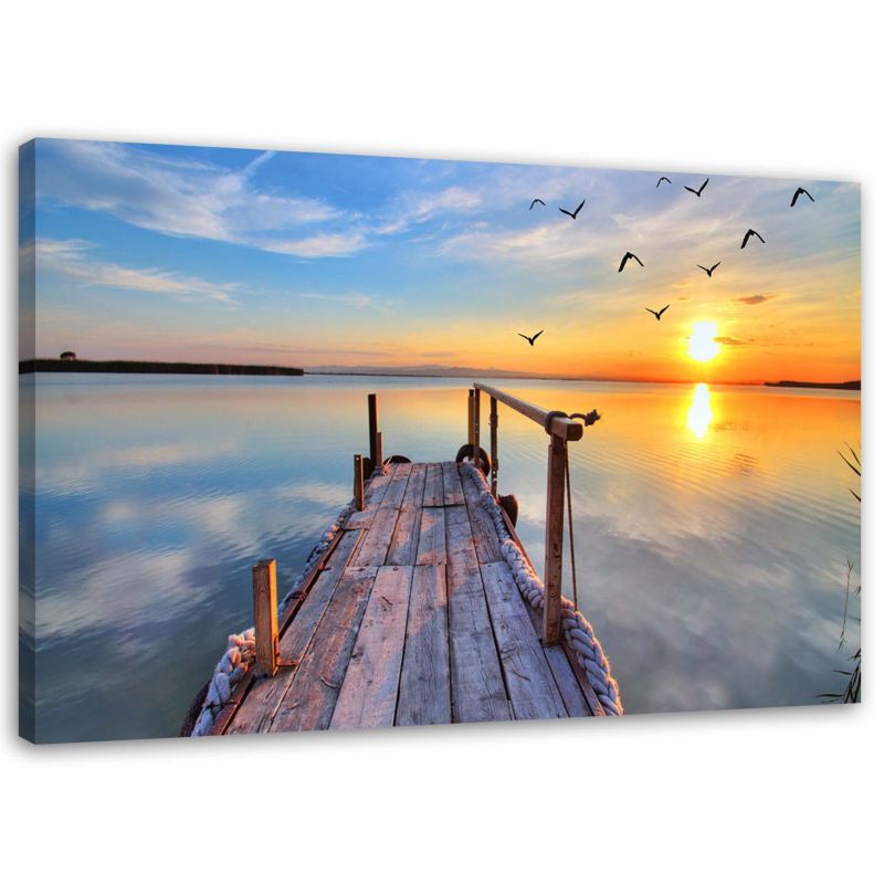 Obraz na płótnie Feeby Zachodzące słońce nad jeziorem 120x80cm 1szt
