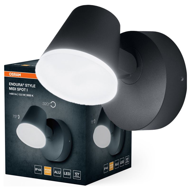 Kinkiet Ogrodowy Endura Osram Lampa Elewacyjna Zewnętrzna LED 13.5W 800lm 3000K Szary IP44 1 szt.