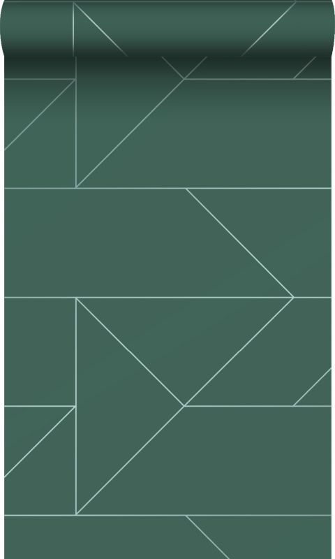 Tapeta Origin Wallcoverings linie graficzne ciemnej zieleni 53 cm x 10.05 m - 1 rol.