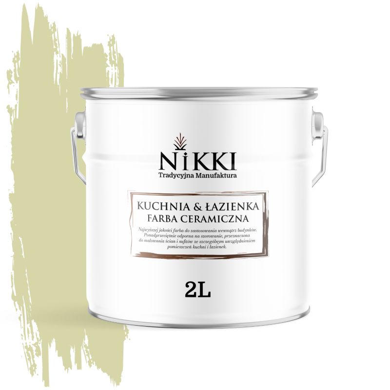 Farba Ceramiczna do Kuchni i Łazienki Zmywalna NIKKI Groszkowy jasny H2464 Głęboki Mat 2L