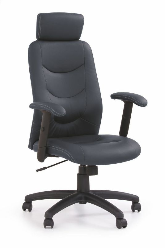 Fotel biurowy ergonomiczny Tilso INTESI czarny skórzany obrotowy z zagłówkiem i regulacją 1 szt.