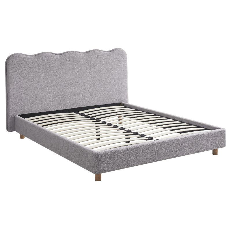 Łóżko Mebel Elite 160x200 Tapicerowane Dwuosobowe Do Sypialni Baranek Szary IZMIR 1 szt.