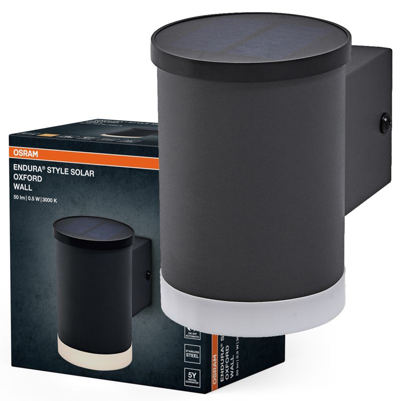 Kinkiet Solarny Endura Osram Lampa LED 0.5W 50lm 3000K Szara IP44 1 szt.
